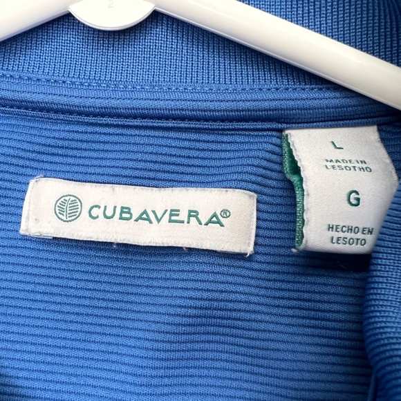 Cubavera Mykonos Blue Solid Textured Polo Large Mens - Picture 11 of 15